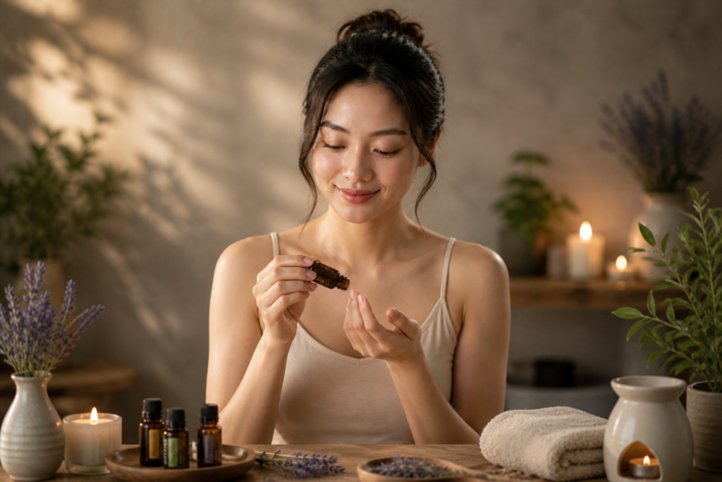 person using essential oils