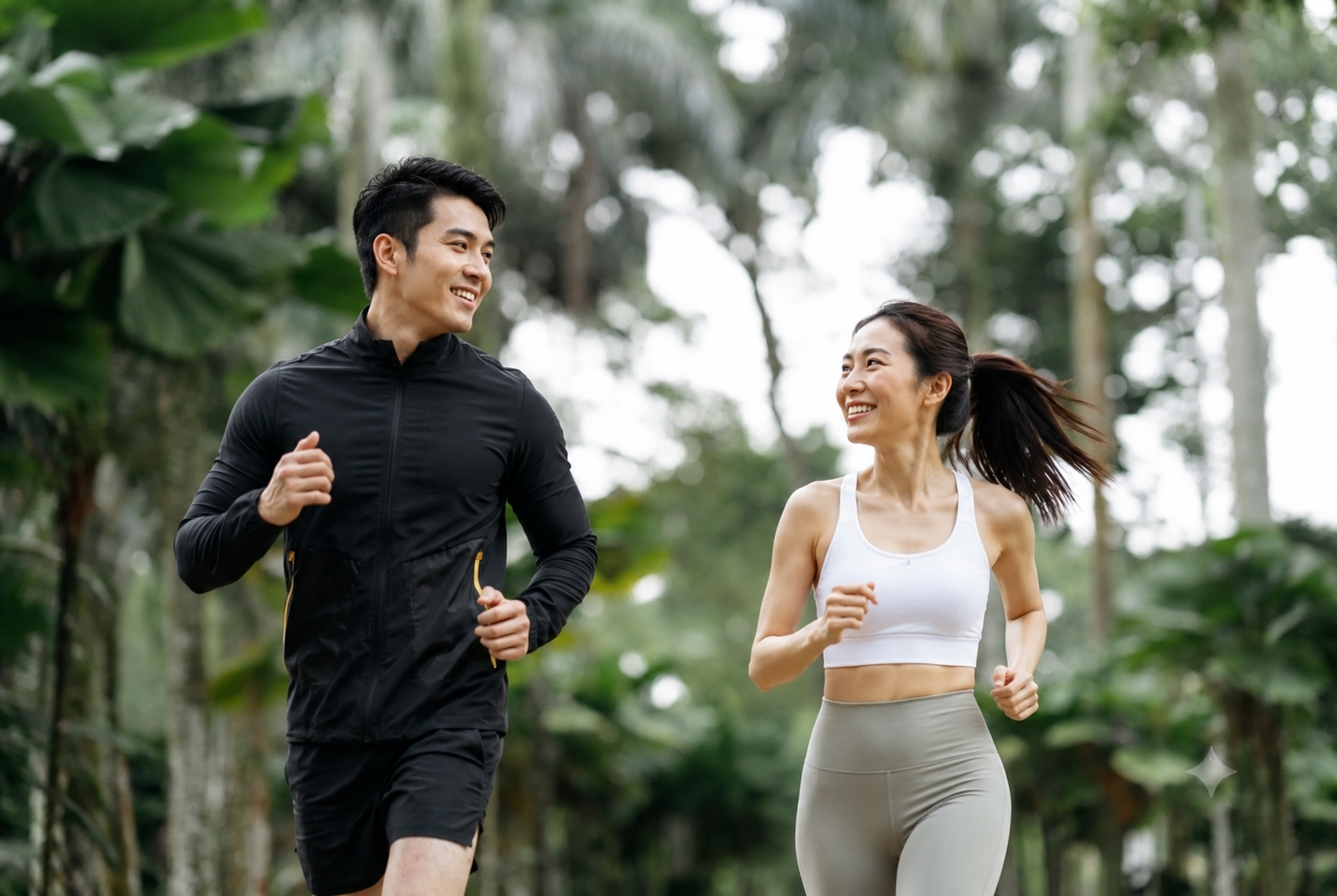 Two people running outdoors